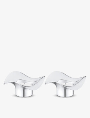 Georg Jensen Cobra tealight holders stainless steel set of two (British brand)