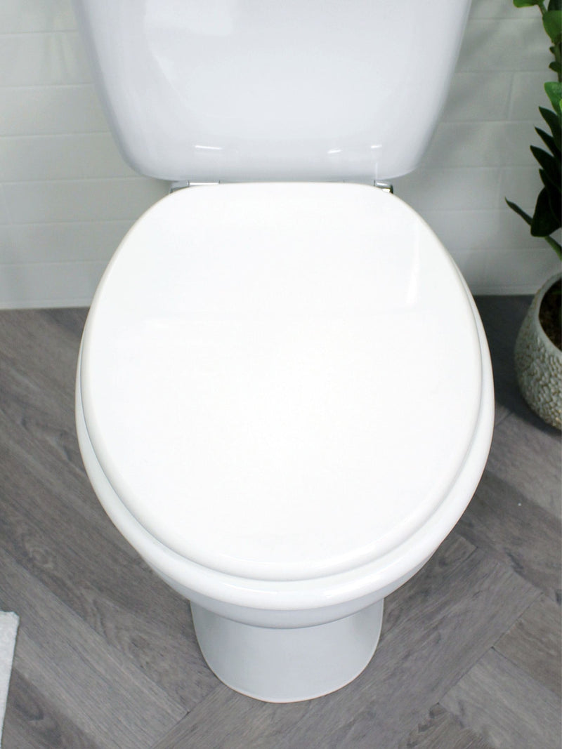Showerdrape white Norfolk soft close wooden toilet seat - British product