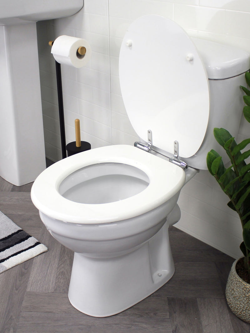 Showerdrape white Norfolk soft close wooden toilet seat - British product