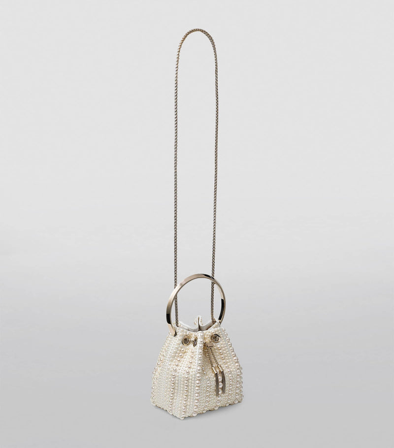 Jimmy Choo Pearl Bon Bon top-handle bag satin pearl - British product