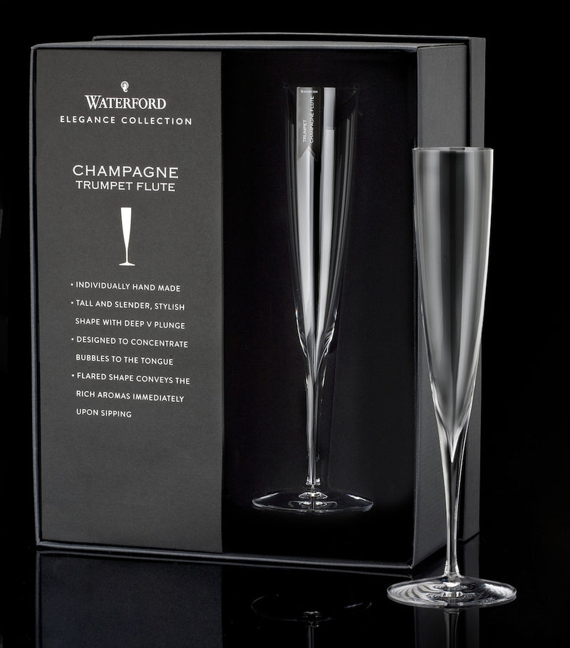 Waterford Elegance champagne trumpet flutes set of 2, imported from the UK