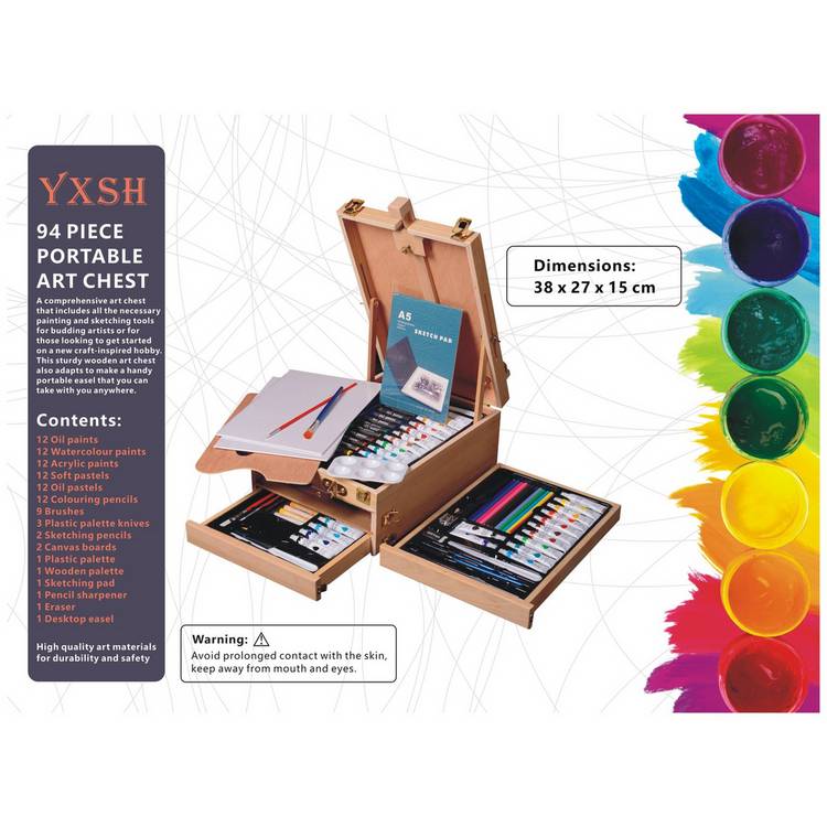 YXSH Portable Art Chest 94 Pieces, imported from the UK