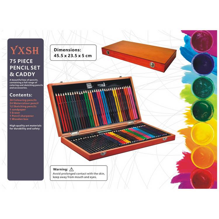 YXSH pencil caddy kit 75 pieces wooden caddy - British product
