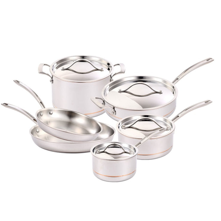 Kirkland Signature 10-piece stainless steel cookware set, imported from the UK