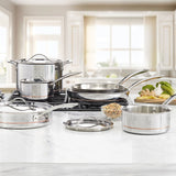 Kirkland Signature 10-piece stainless steel cookware set, imported from the UK