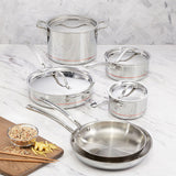 Kirkland Signature 10-piece stainless steel cookware set, imported from the UK
