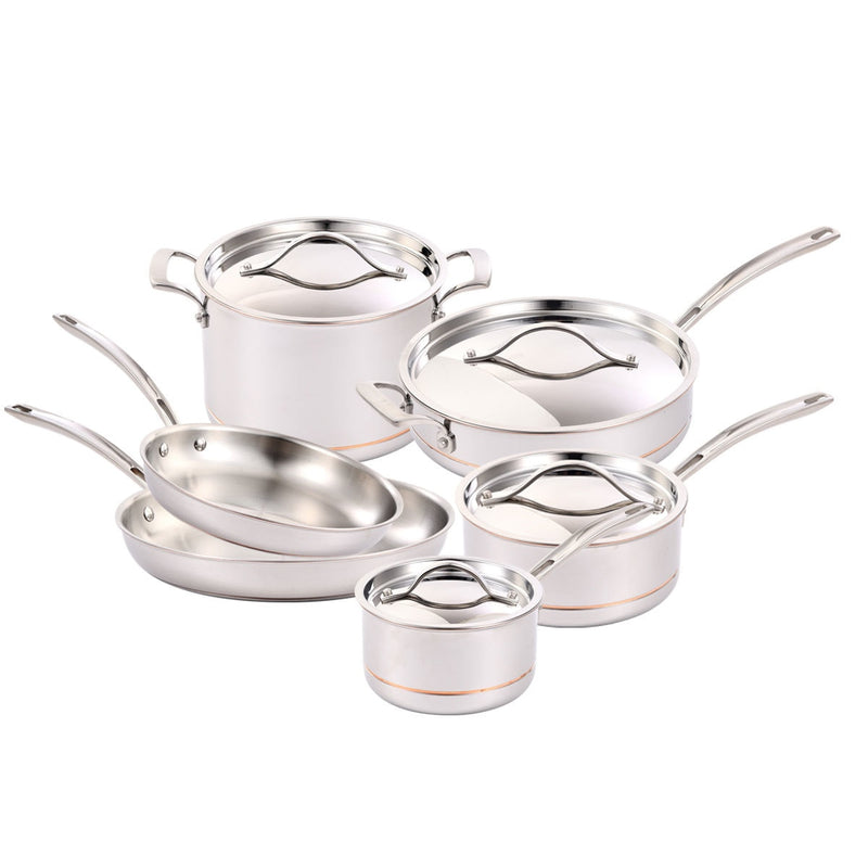 Kirkland Signature 10-piece stainless steel cookware set, imported from the UK