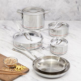 Kirkland Signature 10-piece stainless steel cookware set, imported from the UK