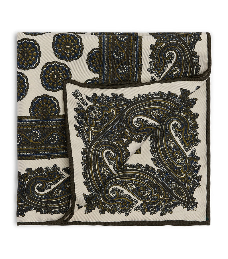 Dunhill mulberry silk floral medallion pocket square, UK version