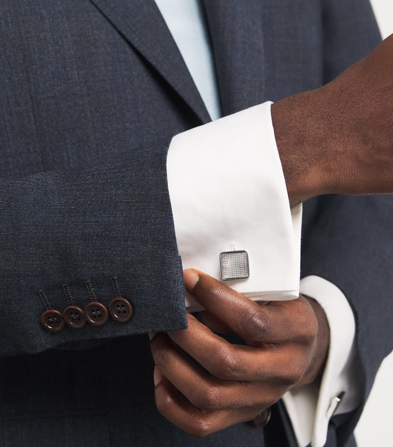 Babette Wasserman mother-of-pearl herringbone cufflinks, UK version