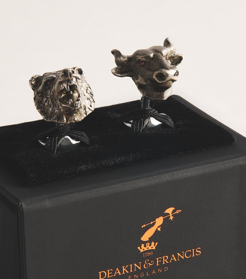 Deakin & Francis sterling silver bull and bear cufflinks - British product