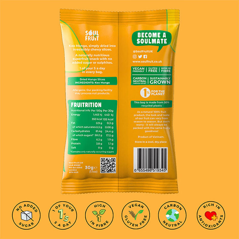 Soul Fruit soft dried mango 30g (British brand)
