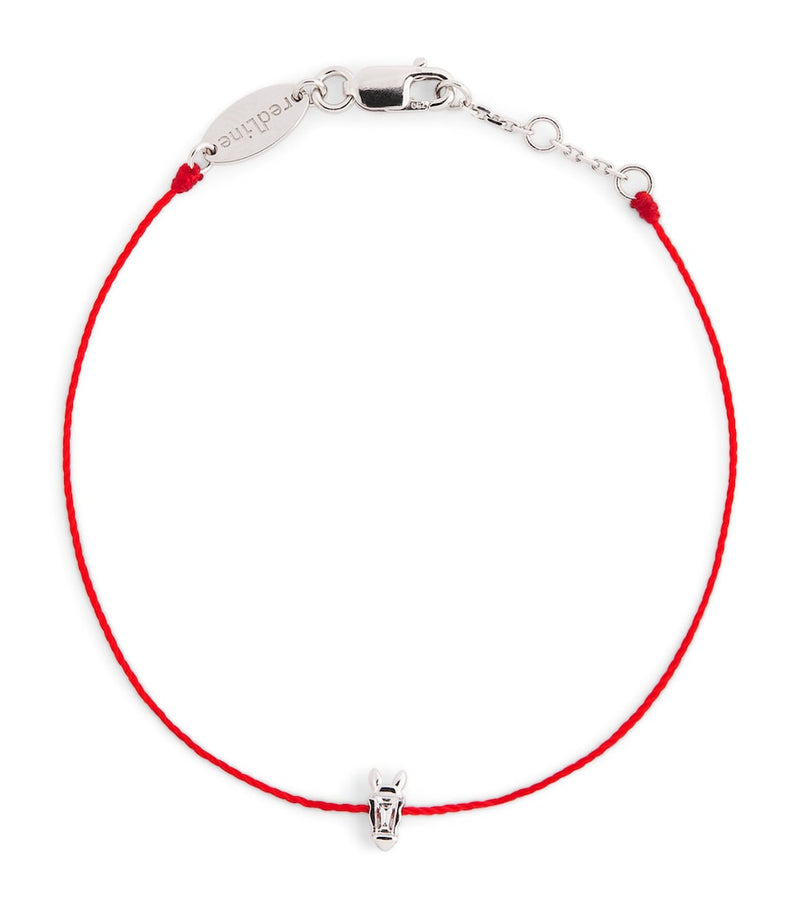 Redline 18kt white gold bracelet with diamond horse charm (British brand)