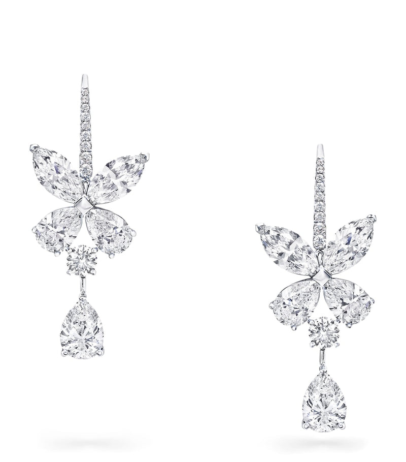 Graff butterfly drop earrings white gold diamonds, imported from the UK