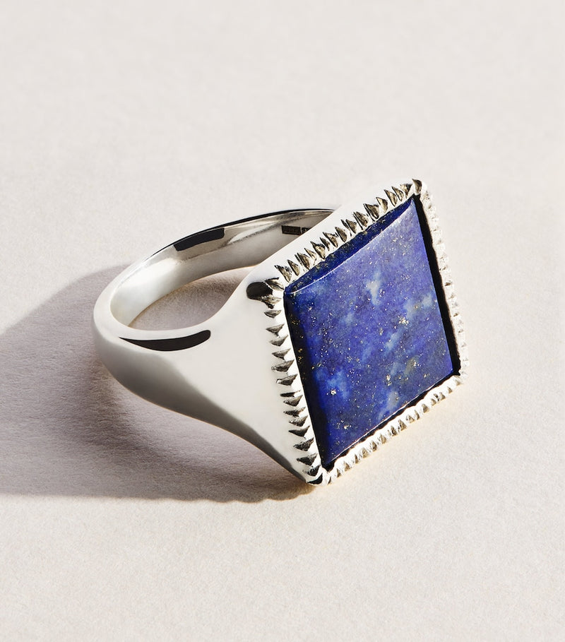 Bleue Burnham sterling silver lapis lazuli signet ring - British product