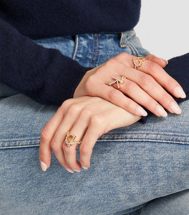 Sophie Bille Brahe yellow gold diamond initial ring, UK version