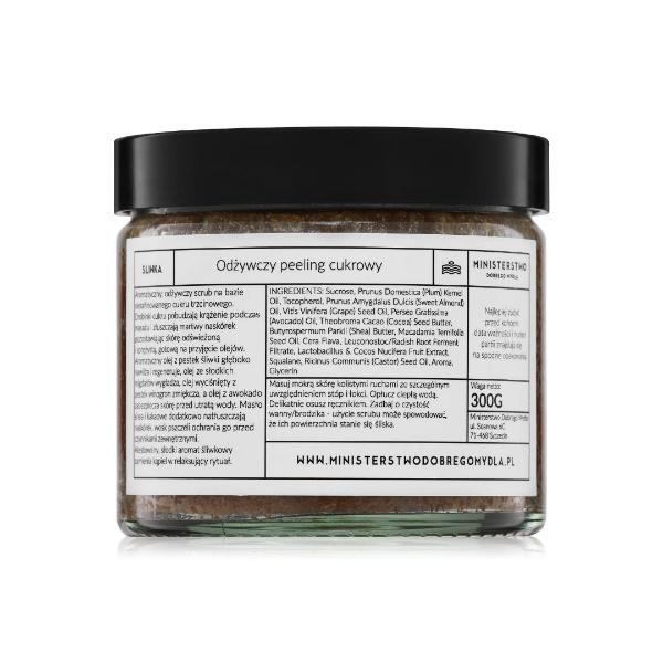 Ministerstwo body scrub plum 300g, imported from the UK
