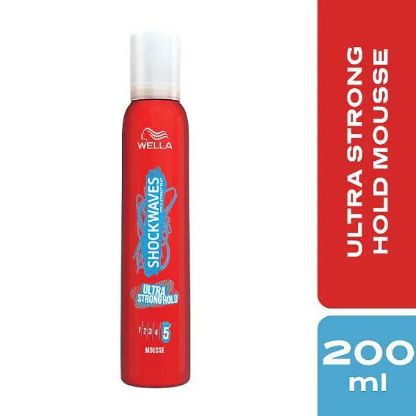 Wella Shockwaves Ultra Strong Hold Mousse 200ml (British brand)