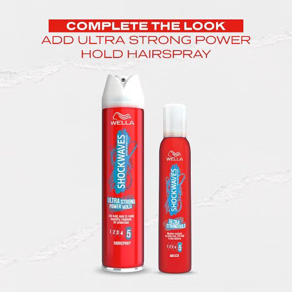 Wella Shockwaves Ultra Strong Hold Mousse 200ml (British brand)