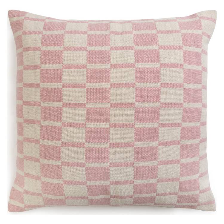 Habitat checker board cushion white and pink 43x43cm - British product
