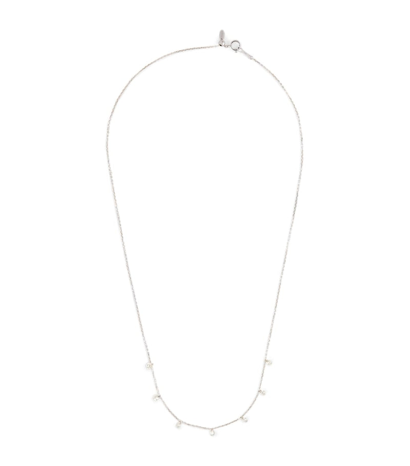 Persée white gold 7-stone diamond necklace 43cm, imported from the UK