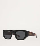 Saint Laurent pillowed square sunglasses in tortoiseshell with gold logo - British product