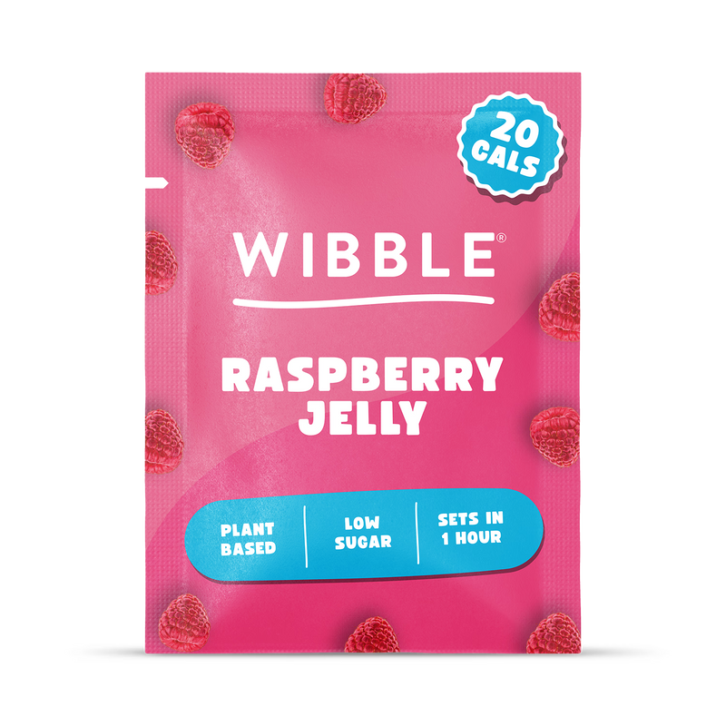 Wibble raspberry vegan jelly crystals 57g, imported from the UK