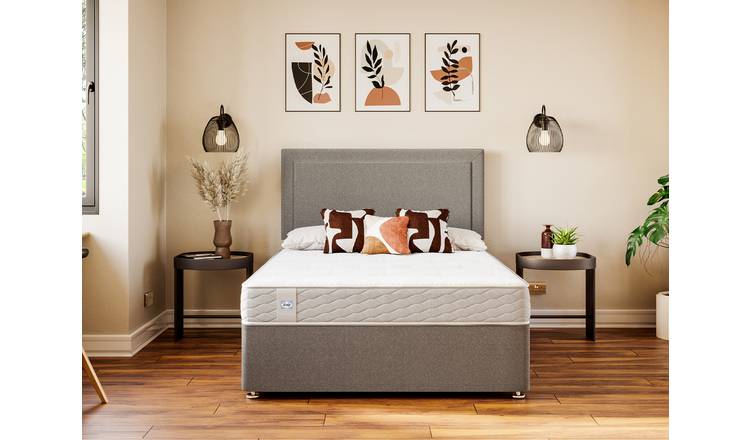 Sealy Superking Divan Bed Grey with Mattress (British brand)