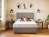 Sealy superking divan bed with mattress and storage drawers in grey (British brand)