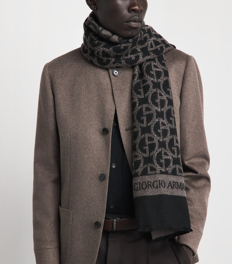 Giorgio Armani pure wool logo scarf - British product