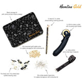Hemline Gold sewing accessories set in tin - British product