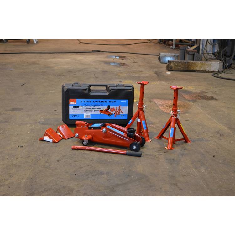 Hilka 2 tonne trolley jack kit in case, imported from the UK