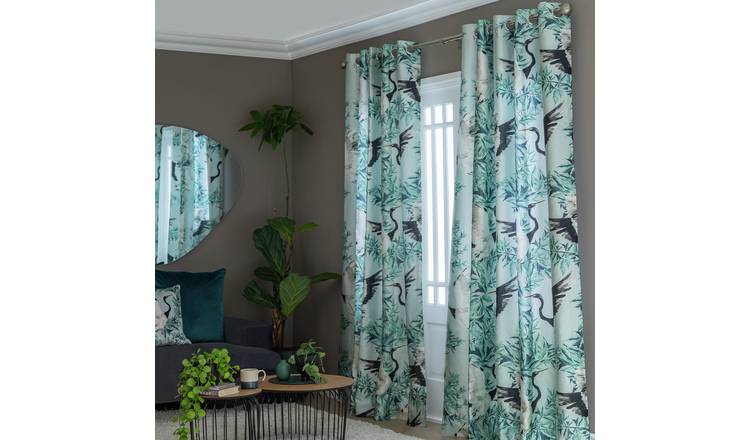 Habitat Crane Print Eyelet Curtains Multi 117x137cm, UK version