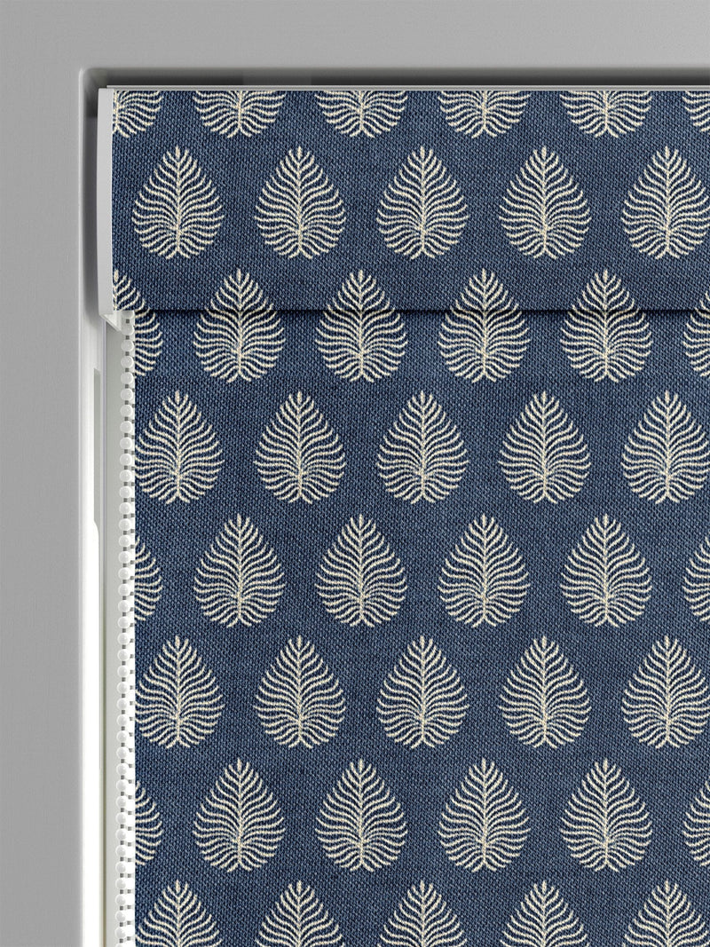 Emily Bond Indigo Blue 100% cotton Roman blind, UK version
