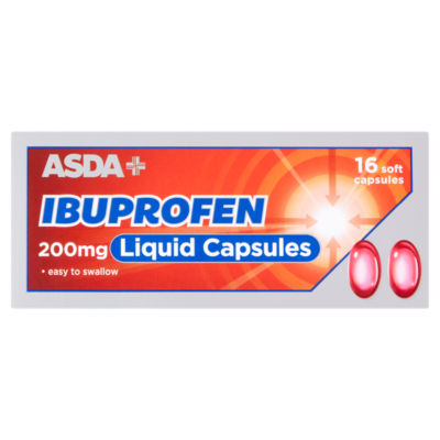 ASDA Ibuprofen 200mg Liquid Capsules 16 Soft Capsules - British product