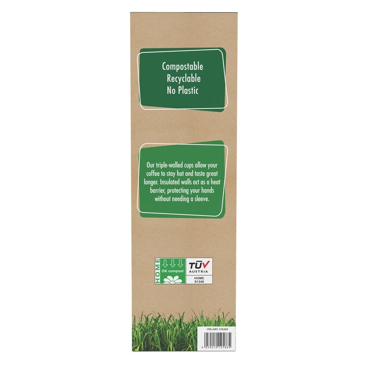 iECO triple wall hot cups with lids 16oz 100 pack, imported from the UK