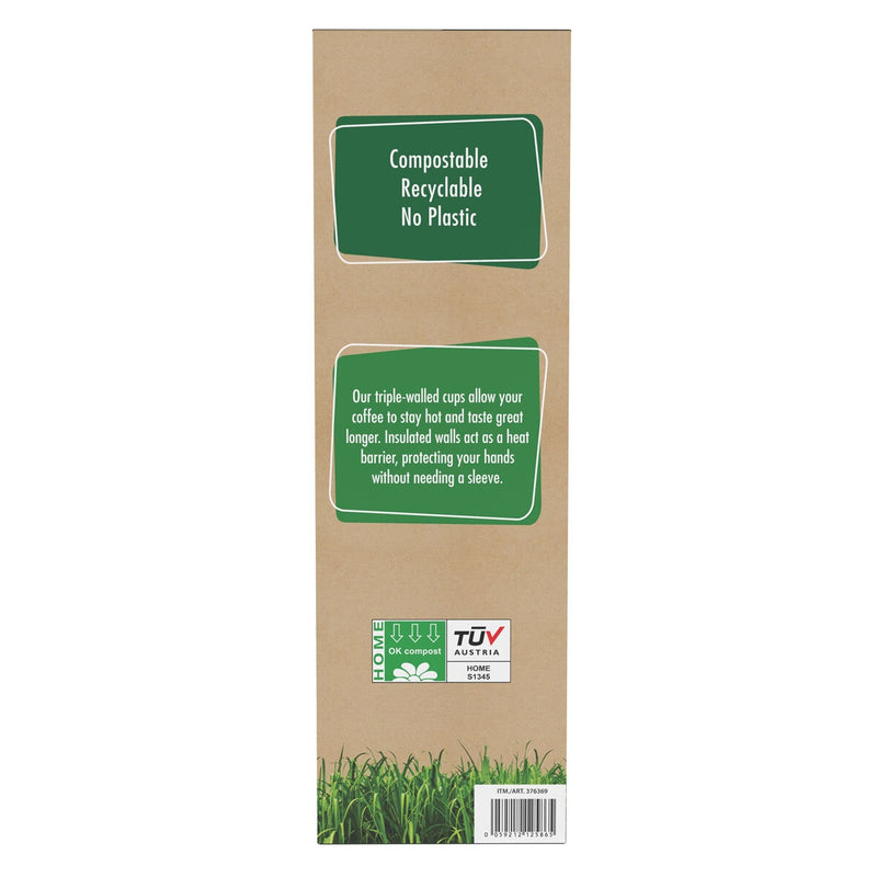 iECO triple wall hot cups with lids 16oz 100 pack, imported from the UK