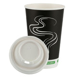 iECO triple wall hot cups with lids 16oz 100 pack, imported from the UK