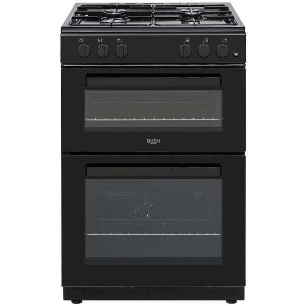 Bush 60cm twin cavity gas cooker in black - British product
