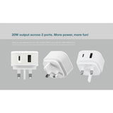 Juice Dual Port 20W PD Charger White - British product