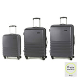 Rock Byron 3 Piece Hardside Luggage Set in Charcoal, imported from the UK