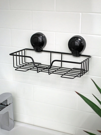 Next Showerdrape Black Suctionloc Rectangular Wall Mounted Shower Basket 12x27.5x13.5cm- Buy online at McGrocer