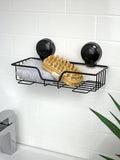 Showerdrape Black Suctionloc Rectangular Wall Mounted Basket 12x27.5x13.5cm (British brand)