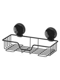 Showerdrape Black Suctionloc Rectangular Wall Mounted Basket 12x27.5x13.5cm (British brand)
