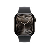 Apple smartwatch Slate Titanium Case Black Sport Band 42mm, imported from the UK