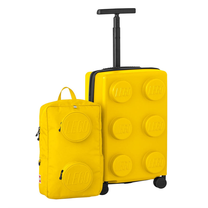 LEGO hardside carry on backpack set red yellow, UK version
