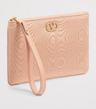 Valentino Garavani small moiré pouch with crystal VLogo, imported from the UK