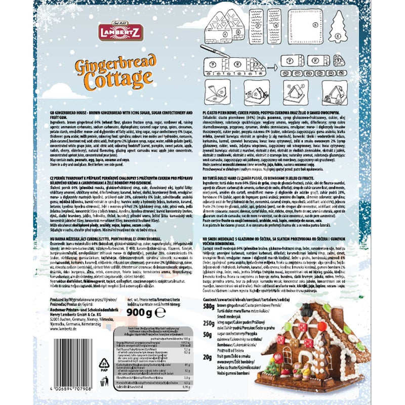 Lambertz gingerbread cottage and train baking kit 1.935kg, UK version