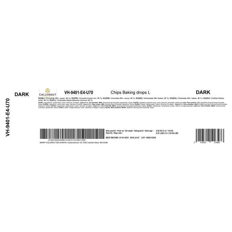 Callebaut 100% Dark Chocolate Baking Drops 2.5kg - British product