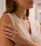 Boodles Ashoka diamond platinum ring with pink diamonds (British brand)
